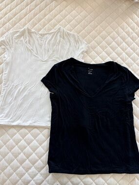 A New Day Women's Large T-Shirt Set – White & Black – Good Condition